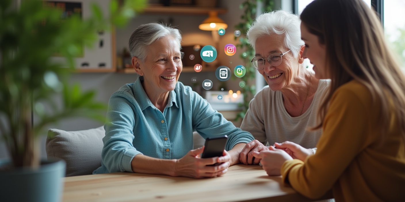 Seniorin lernt mit Technikberatung für Senioren den sicheren Umgang mit Smartphone und digitalen Anwendungen