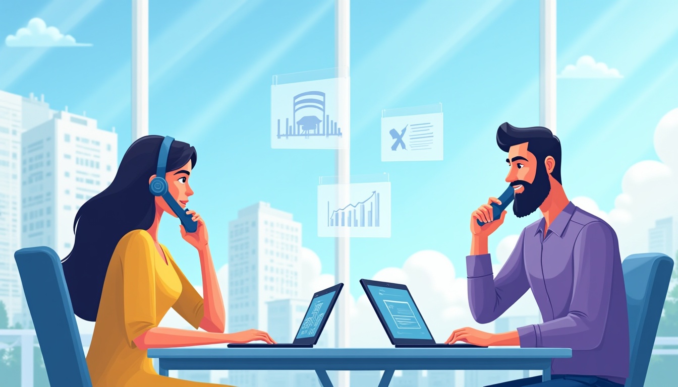 Ein Team nutzt eine virtuelle Telefonanlage für Unternehmen mit Headsets und Laptops im Büro – Symbolbild für moderne, flexible Geschäftskommunikation.